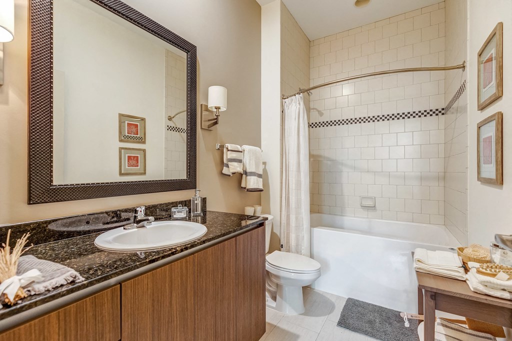 a bathroom with a sink and a toilet and a shower