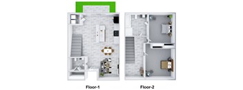 a floor plan of a house with a bedroom and a living room