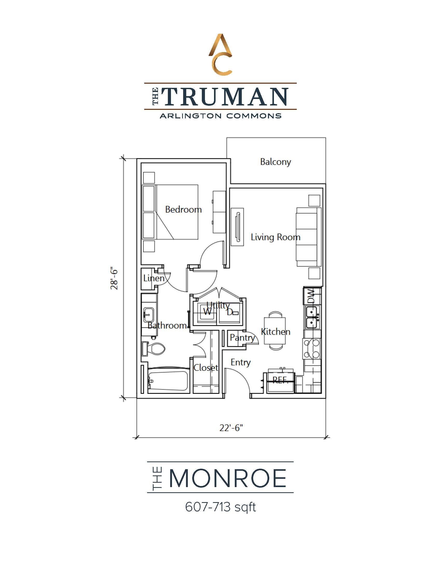 A drawing of a floor plan for a home by The Truman Arlington Commons.