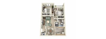 a floor plan of a house with a bedroom and a kitchen