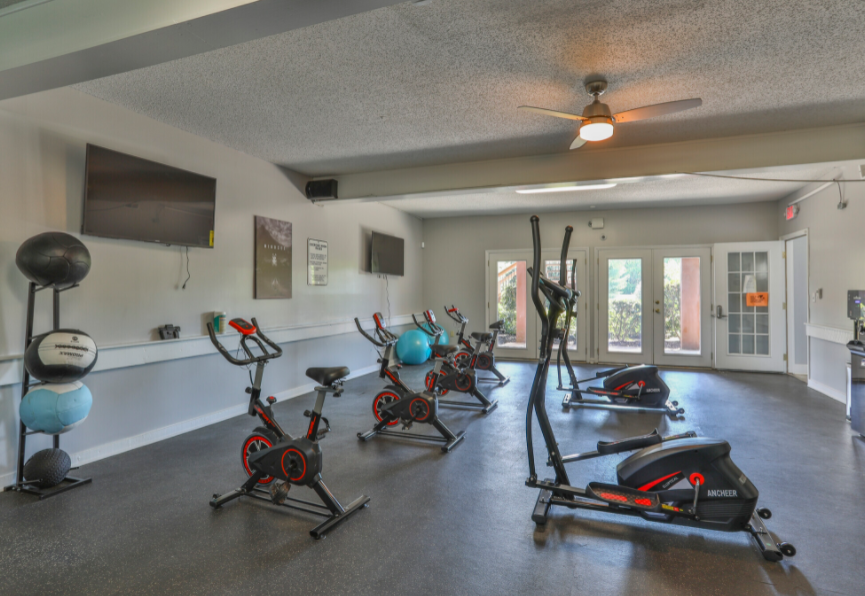 the exercise room at the village at indian point resort and conference center