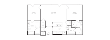 A floor plan of a house with rooms labeled DREAM, REFRESH, COOK, and ENTRY.