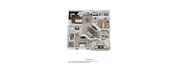 a bedroom floor plan is shown in this rendering