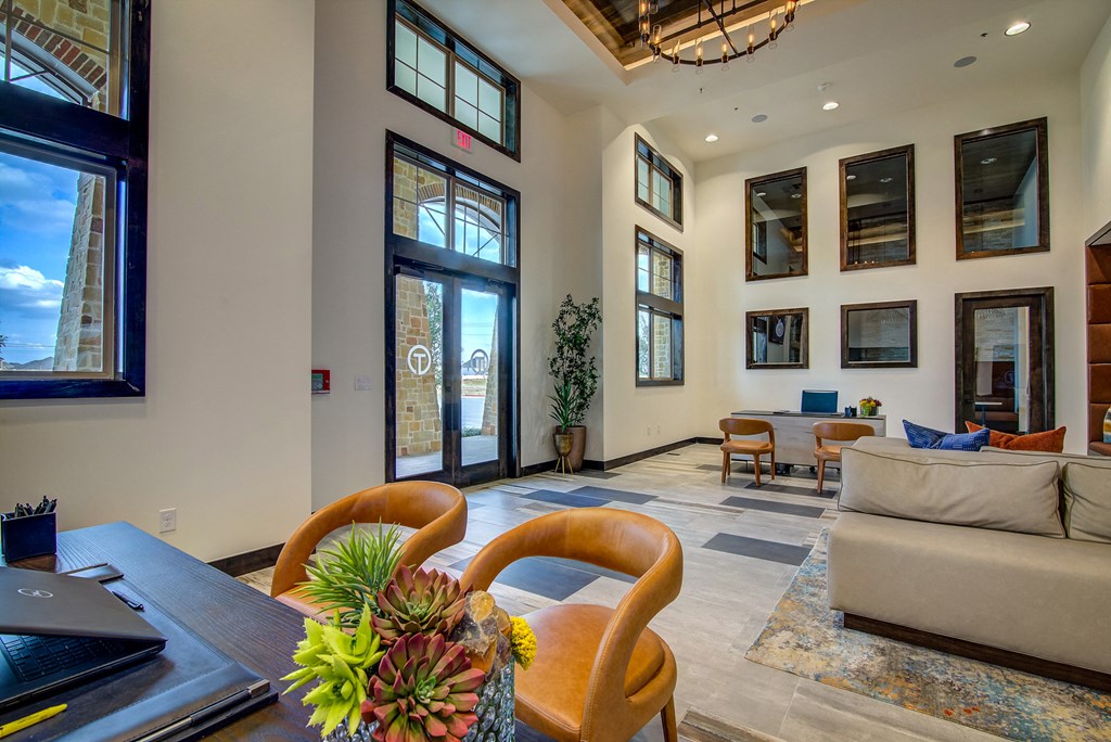 a view of the lobby at the bradley braddock road station apartments
