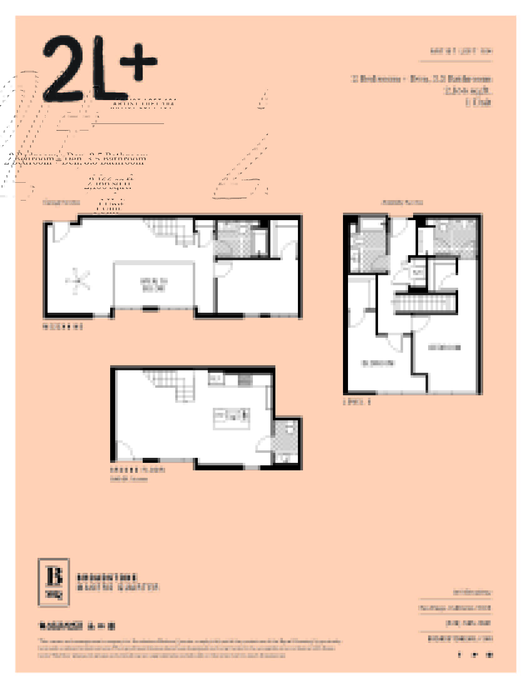 A floor plan for a 2 bedroom, 2 bathroom apartment sits on a broadstone floor.