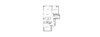 A floor plan of a house with labeled rooms such as living room, dining room, kitchen, and bedrooms.