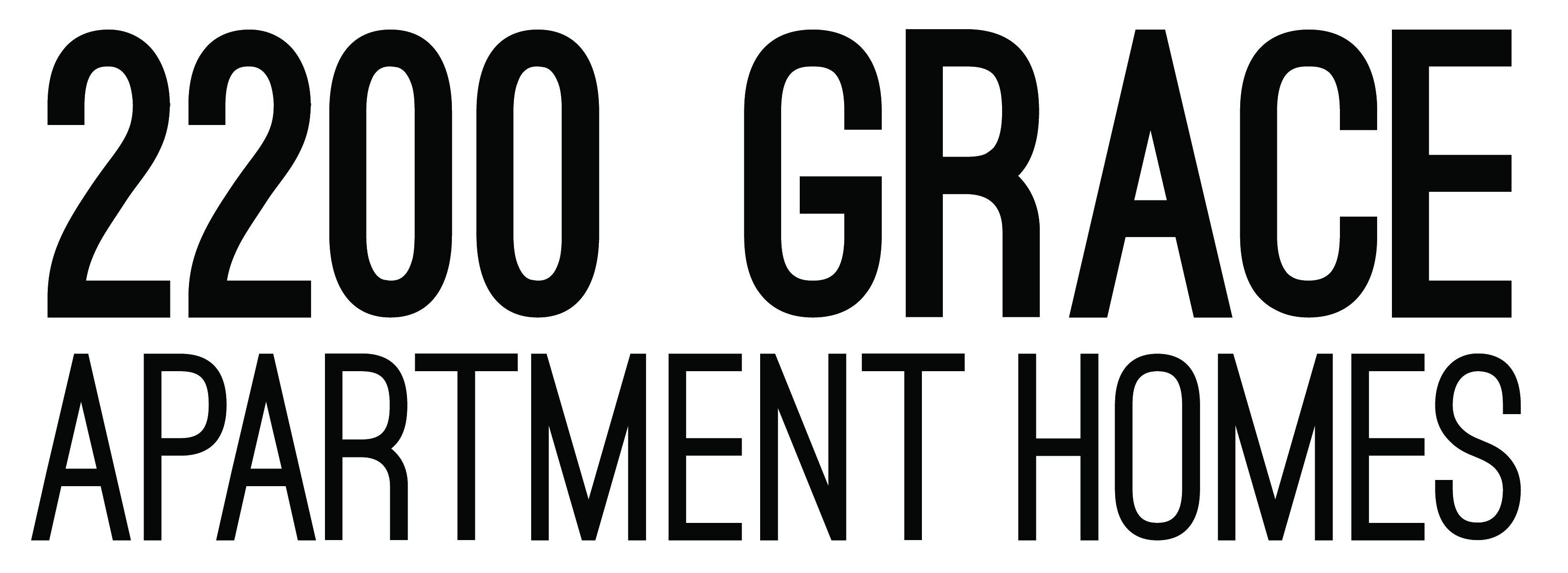 The image displays the text "2200 Grace Apartment Homes" in bold black letters on a white background.