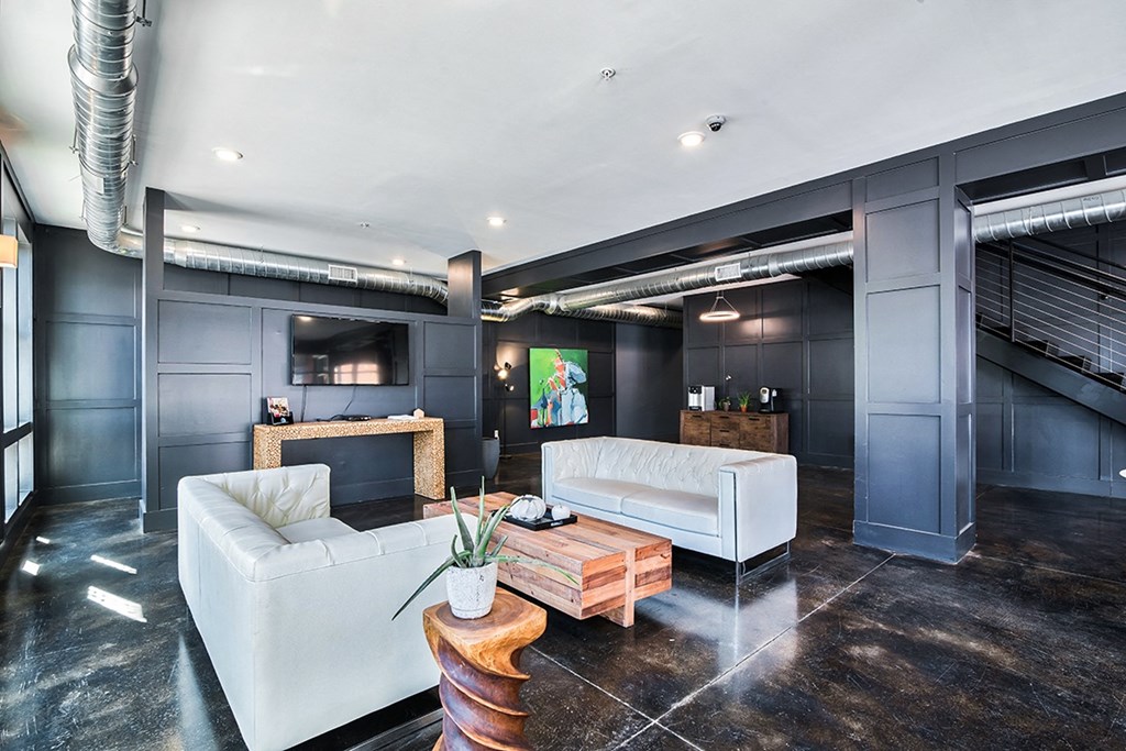 a living room with two couches and a coffee table