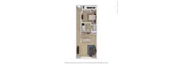 a floor plan of a 1 bedroom apartment