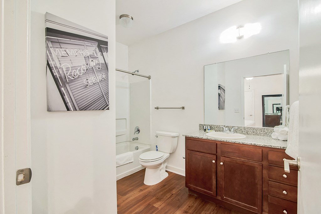 a bathroom with a mirror and a toilet and a sink