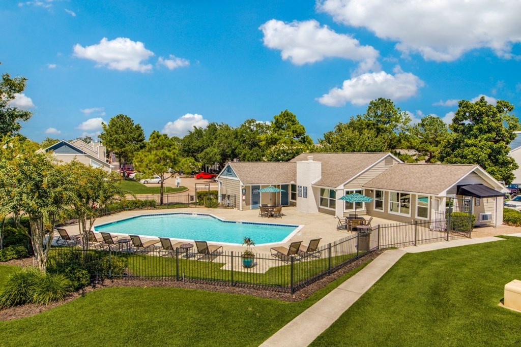 sparking swimming pool in our pearland apartment community