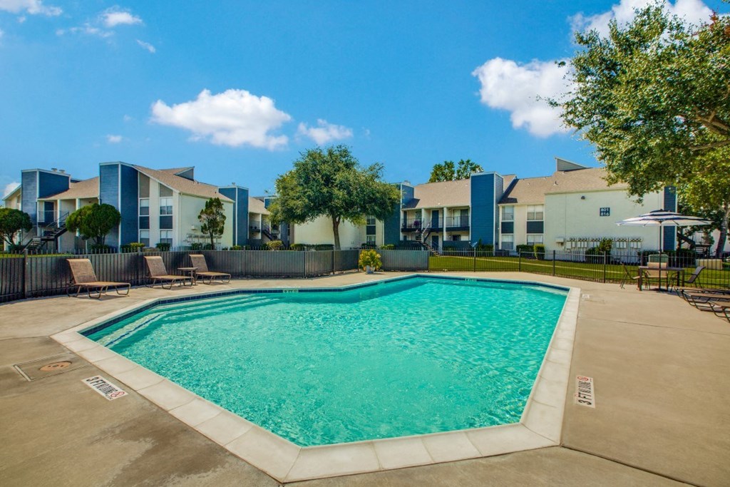 sparking swimming pool in our pearland apartment community