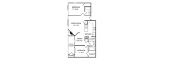 a floor plan of a house with bedrooms and a living room