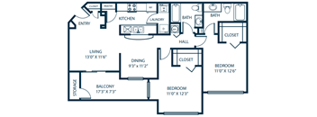 a floor plan of a house with a kitchen and a living room