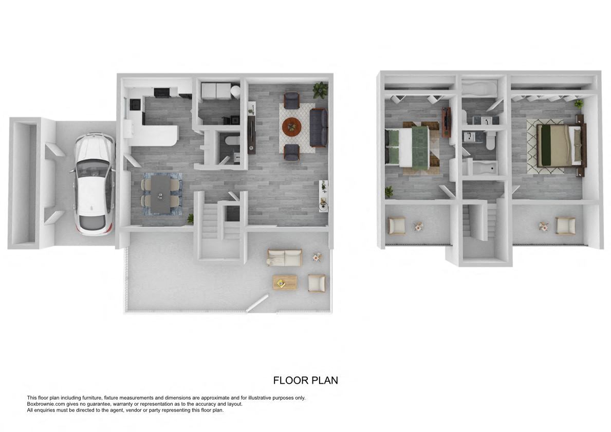 a floor plan of a house with a car in the garage