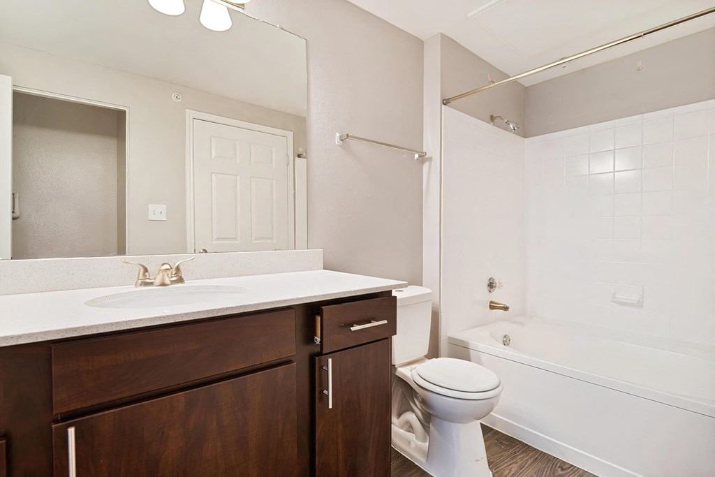 a bathroom with a sink toilet and bathtub