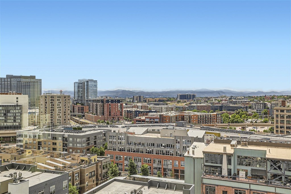 an aerial view of the city