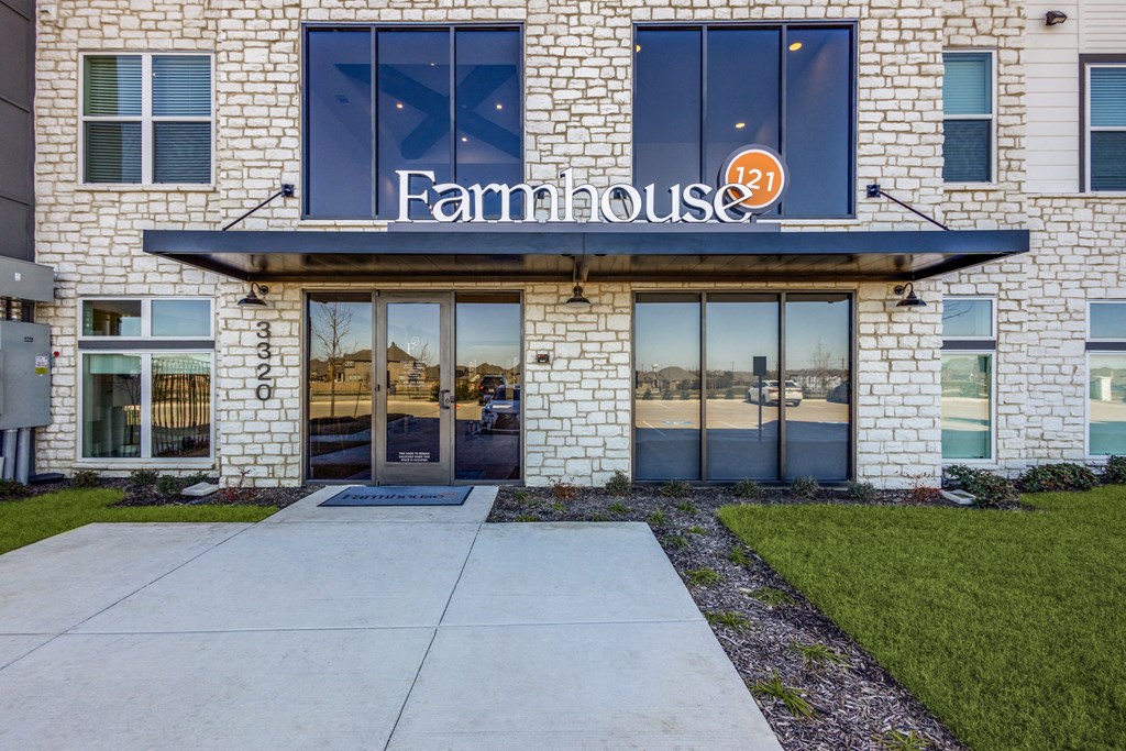 a building with a sign on the front of it