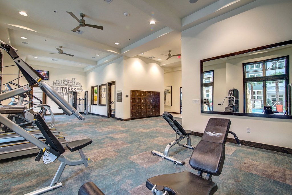 take advantage of the fitness center at the enclave at woodbridge apartments in sugar land, tx
