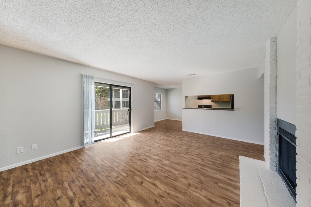 living room with sliding doors