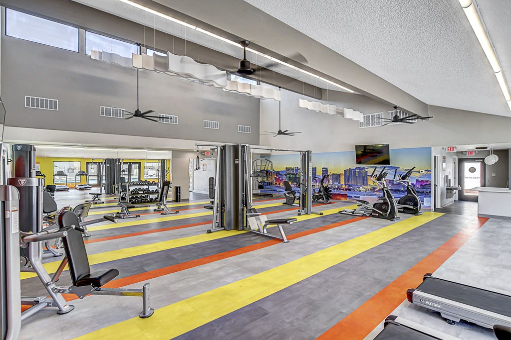 a view of the fitness center at the callaway house austin