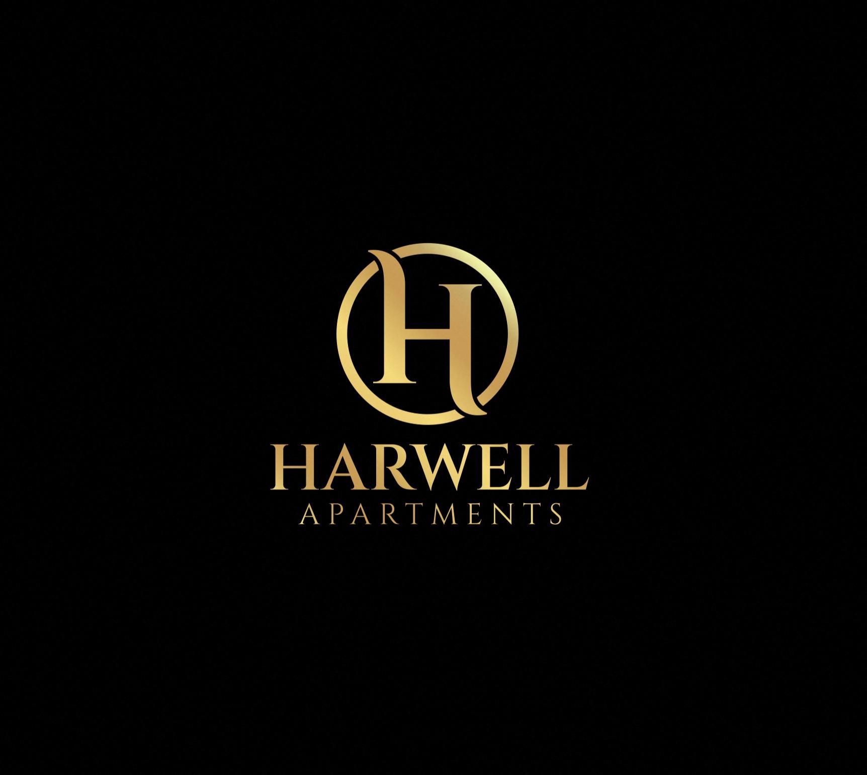 The image is a logo for Harwell Apartments.