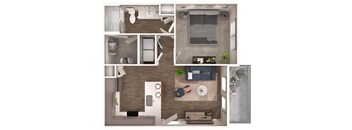 a 3d drawing of the floor plan of a bedroom