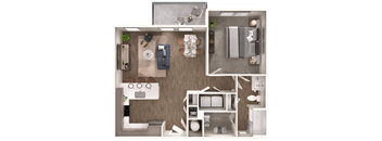 a floor plan of a living room with a bedroom
