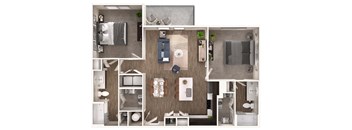 a 1 bedroom floor plan with a bathroom and a living room