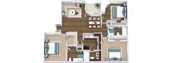 a floor plan of a 3 bedroom apartment