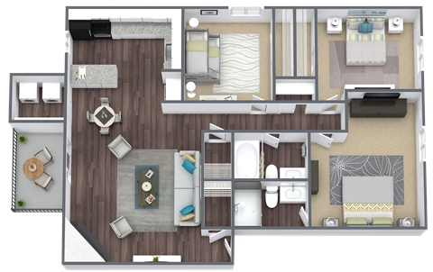 the bungalow floor plan with 1 bedroom and 1 bath