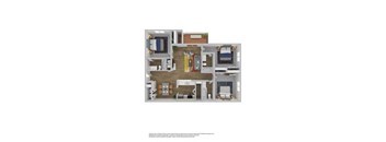 A floor plan of a house with a kitchen, living room, and bathroom.