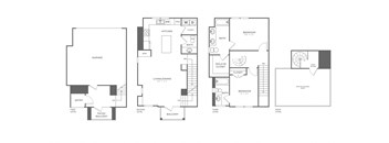 a floor plan of three different floor plans of a house