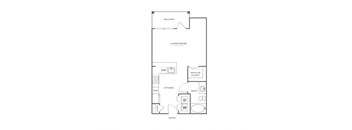 a floor plan of a 1 bedroom floor plan