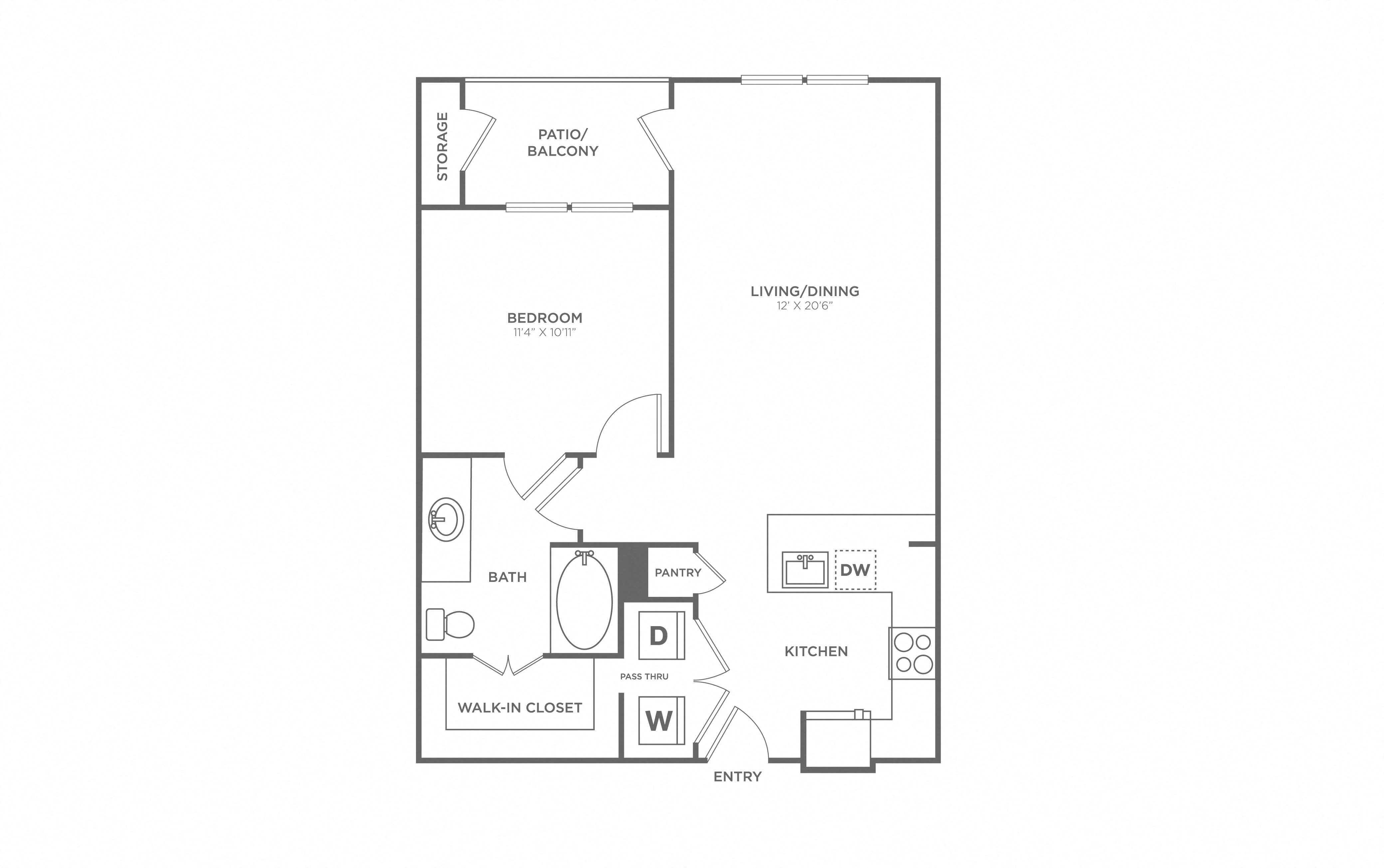 a floor plan of a 1 bedroom floor plan