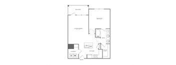 a floor plan of a 1 bedroom floor plan