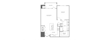 a floor plan of a house with a bedroom and a living room