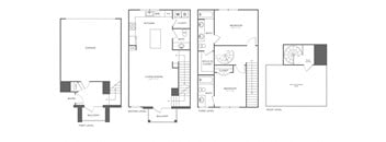 a floor plan of three different floors of a house with different layouts and different floors