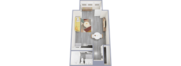 a floor plan of a studio apartment