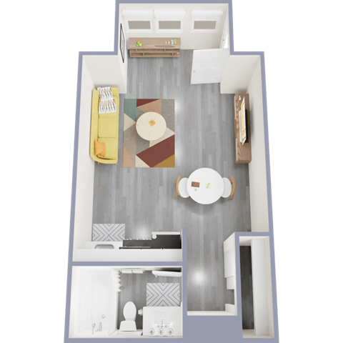 a floor plan of a studio apartment