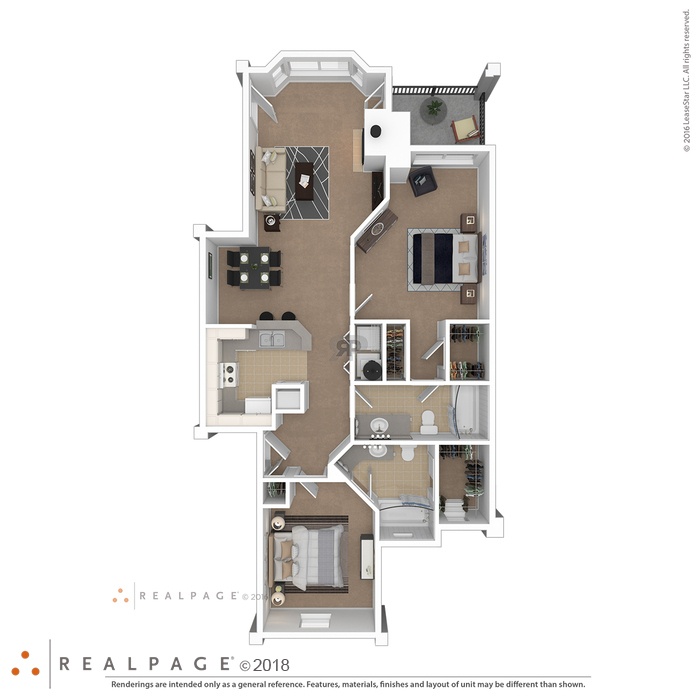 A floor plan of a two-story apartment with a living room, kitchen, and multiple bedrooms.