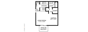a floor plan of a house with a bedroom and a living room