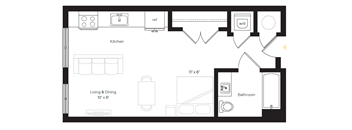 a floor plan of a house with a bedroom and a living room