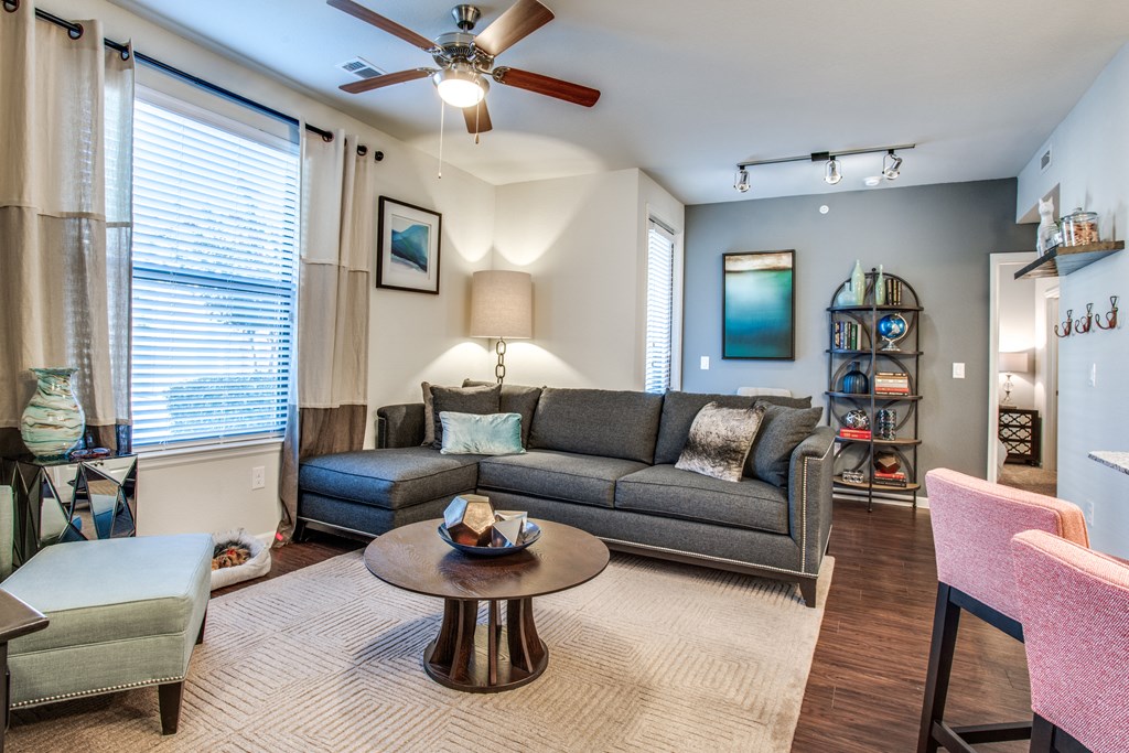 a living room with a couch and a coffee table