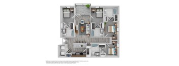 A floor plan of a house with a kitchen, living room, bedrooms and bathrooms.