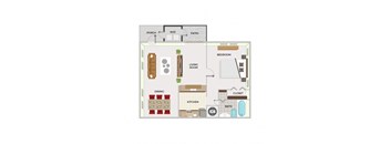 a floor plan of a house with a living room and a dining room