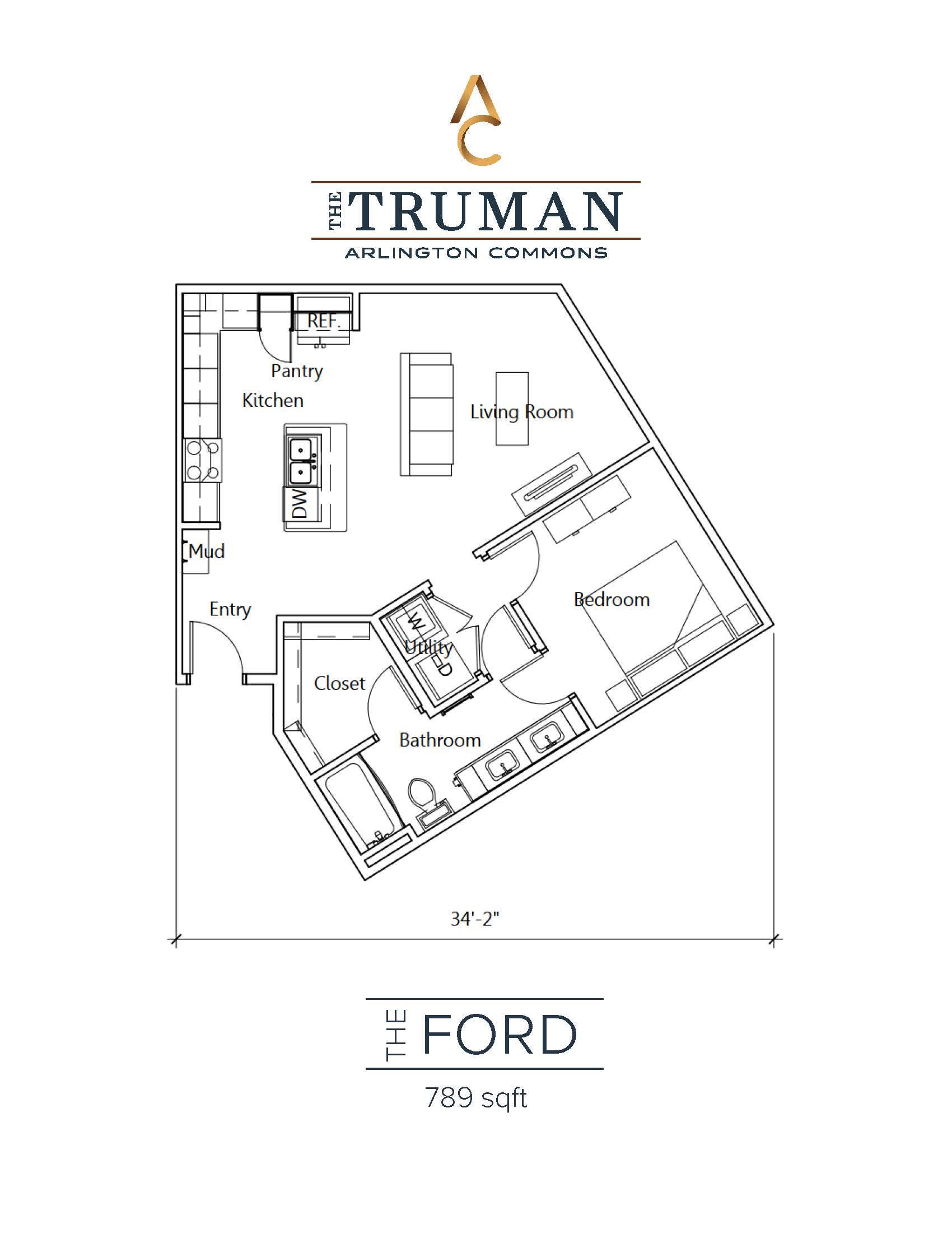 A floor plan for a home by The Truman Arlington Commons.