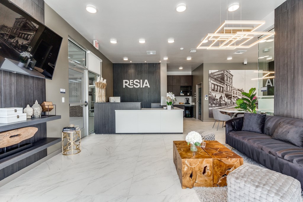 a view of the lobby at the ascent at woodbury apartments in woodbury