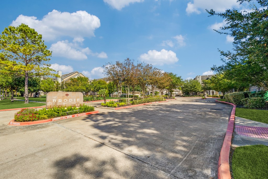 A sunny day at the entrance of a place called