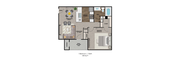 a floor plan of a 1 bedroom 1 bath apartment